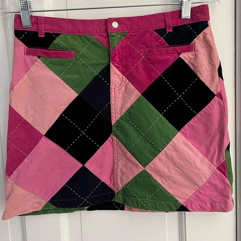 Lilly Pulitzer Vintage Corduroy Emlyn Argyle Patchwork Skirt Sz Youth 16 Women 4